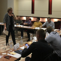Susan Marcussen in actie tijdens een training voor Orbico Group in Zagreb